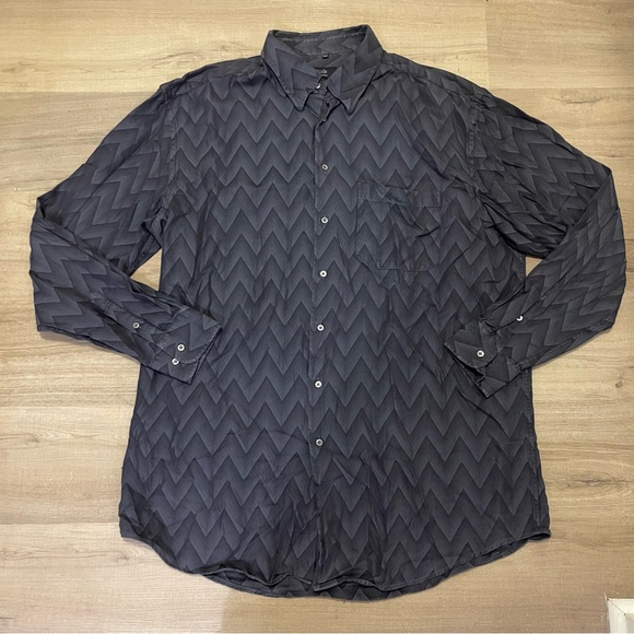 Zanella Other - Zanella navy blue chevron cotton dress shirt